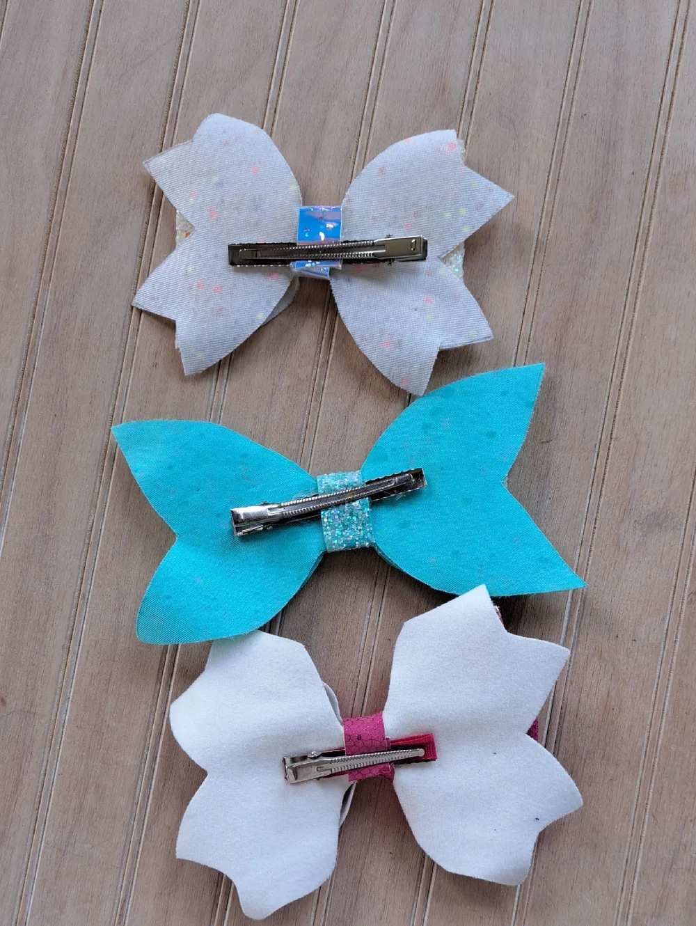 Girls Glitter Sparkle Hair Bow Clip Lot Aqua White Pink Oversized Bows Dressy